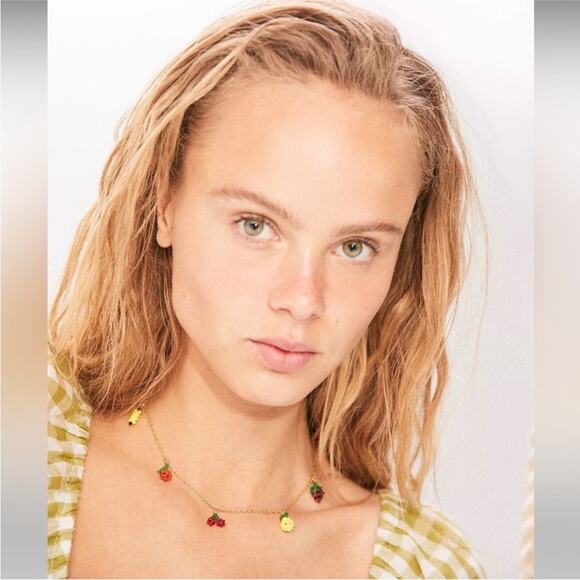 Madewell Fruit Necklace Charm Casual Fun Preppy Gold tone Beaded Charms Summer - Picture 11 of 11